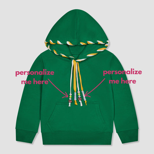 Yellow & White Laced Hoodie (Sports Themed Beads)